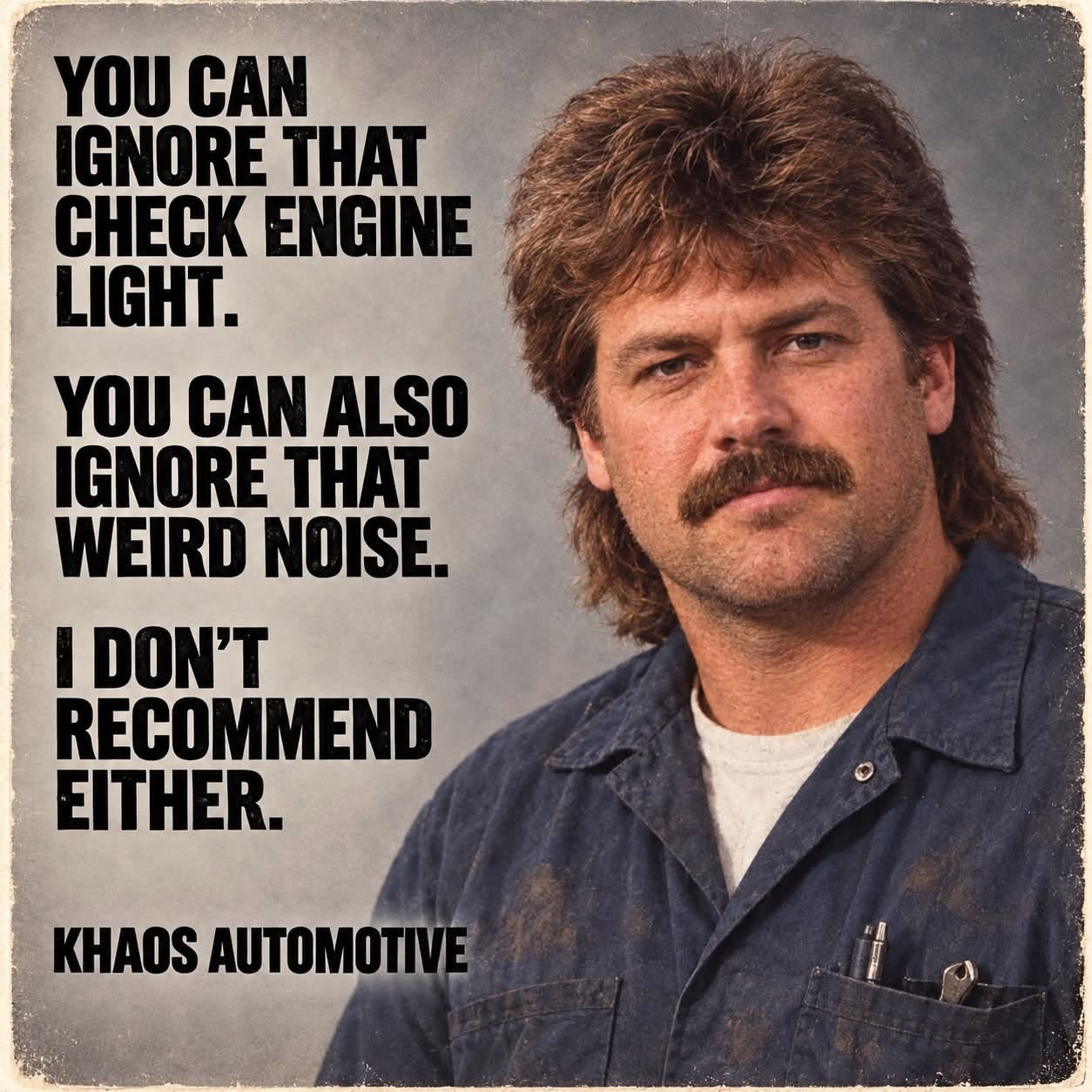 Khaos Automotive check-engine-light advertisement